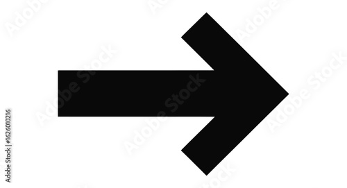 solid black right-pointing arrow icon on white background, minimalist vector symbol for direction, navigation, or forward movement