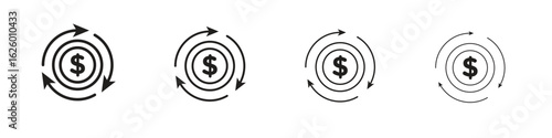 Cash flow icon outline vector pack. Best for web, mobile, ui