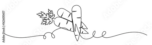 Continuous line art of carrot vegetables. Healthy food concept. World vegetarian day.