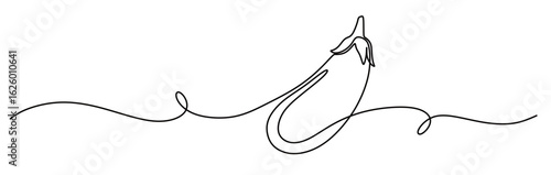Continuous line art of eggplant vegetables. Healthy food concept. World vegetarian day.