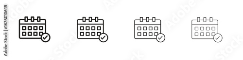Calendar check icon outline vector pack. Best for web, mobile, ui
