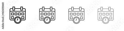 Calendar clock icon outline vector pack. Best for web, mobile, ui