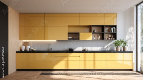 Wallpaper Mural Modern kitchen with yellow cabinets Torontodigital.ca