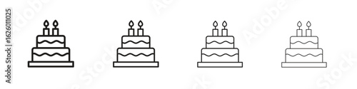 Birthday cake icon outline vector pack. Best for web, mobile, ui