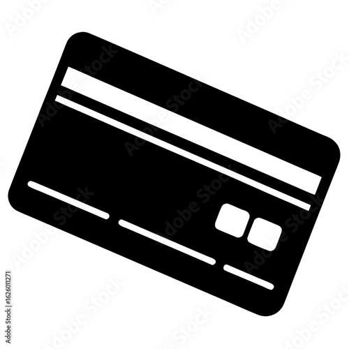 Black credit card silhouette with white stripes payment