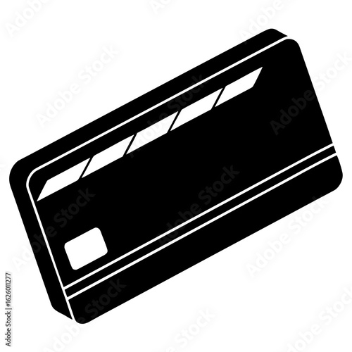 Black credit card silhouette with white details vector