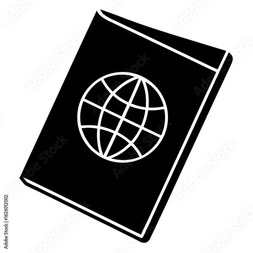 Black passport with globe emblem book travel