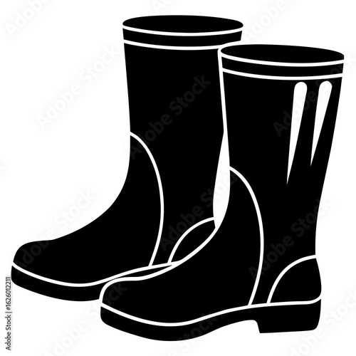 Black rubber boots silhouette rain footwear