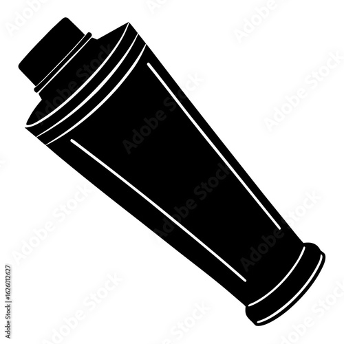 Black toothpaste tube silhouette white vector