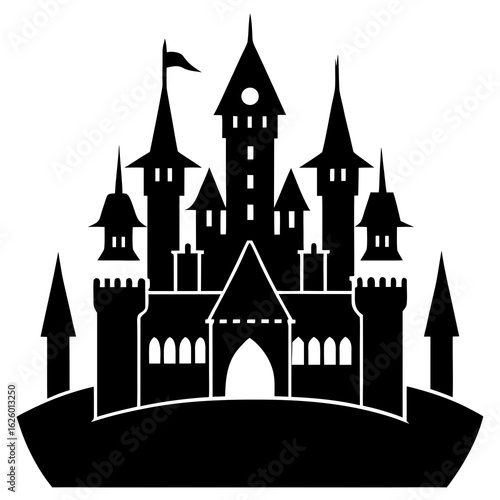 Majestic gothic castle silhouette black vector medieval