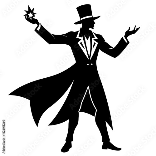 Magician top hat tuxedo star magic trick performance