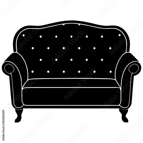Tufted black sofa silhouette couch furniture