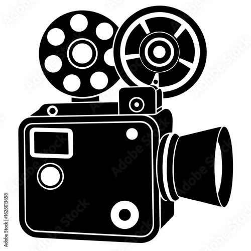 Vintage film projector black silhouette camera cinema