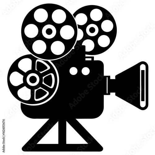 Vintage film projector silhouette cinema movie