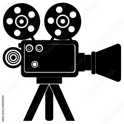 Vintage film projector silhouette cinema movie