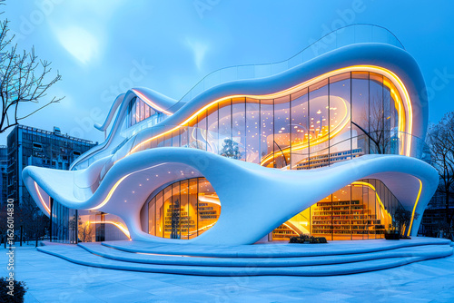 Architectural marvel of a modern public library.