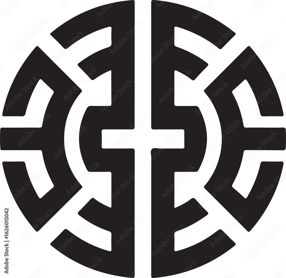 Obraz premium Minimalist Neo-Tribal Circle Icon Set, Geometric Tribal Symbol Vector.