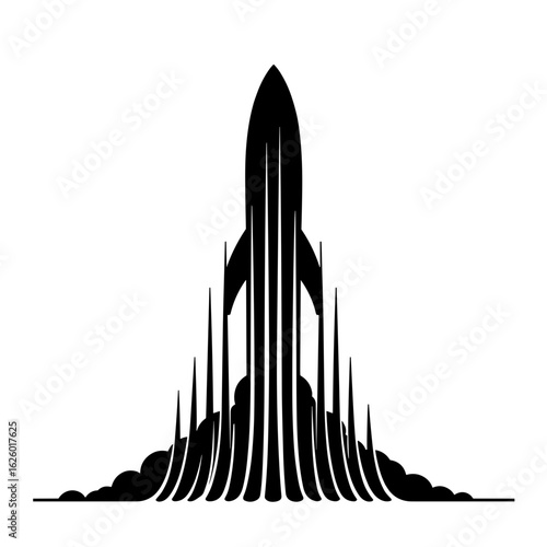 Black and white rocket – Progress momentum, ambition activation