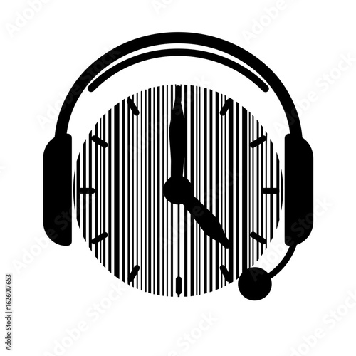 Clock with headset – Timely support, customer service availability