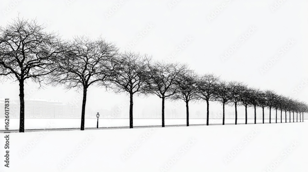 custom made wallpaper toronto digitalRow of bare trees in winter snow.