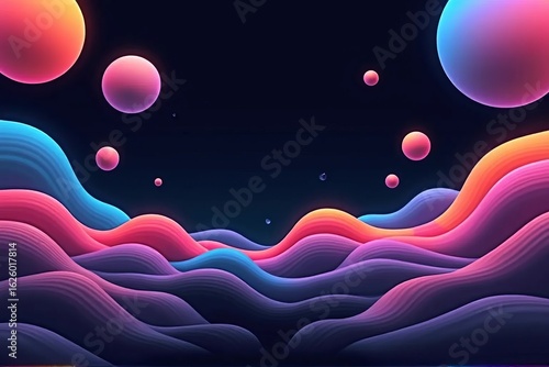 Abstract Futuristic Gradient Shapes on Dark Background Digital Design
