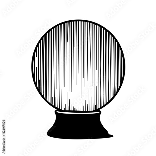 Abstract crystal ball with vertical lines – Halloween mystic decor, fortune telling