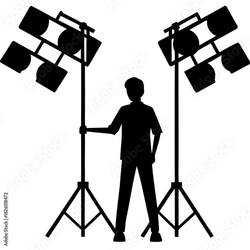 Person with stage lights silhouette