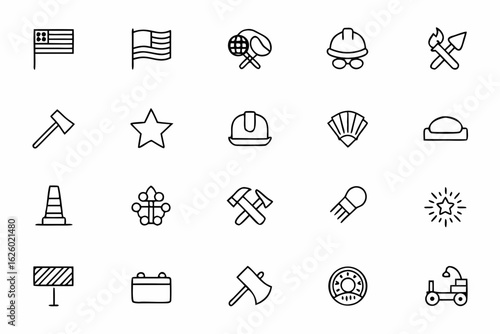 A modern single-line bundle focused on Labor Day celebration elements with patriotic and professional flair — ideal for event flyers and civic promotions.