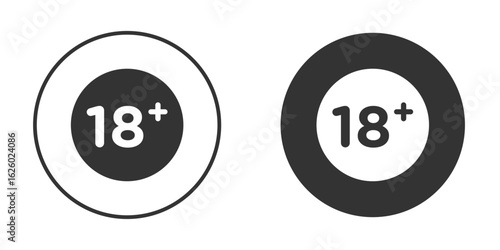 18 Plus icon flat. Illustration isolated vector sign symbol