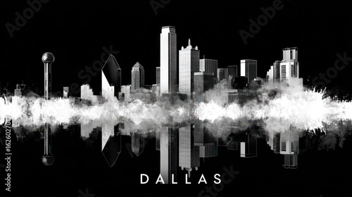 Dallas skyline graphic cityscape