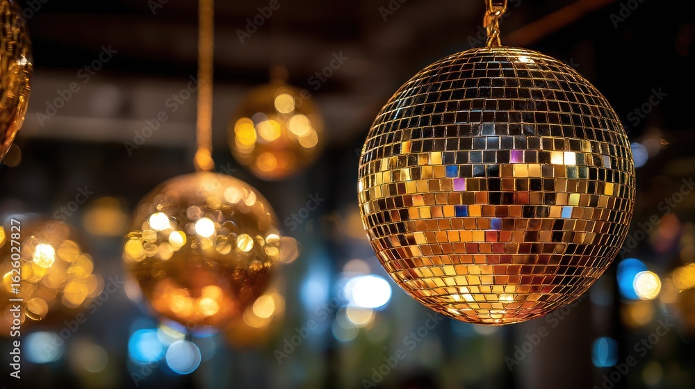 Obraz premium Golden disco ball decoration