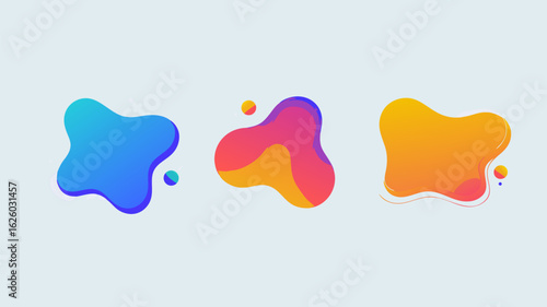 Abstract fluid shapes with vibrant gradients and soft shadows in a minimalist design concept
