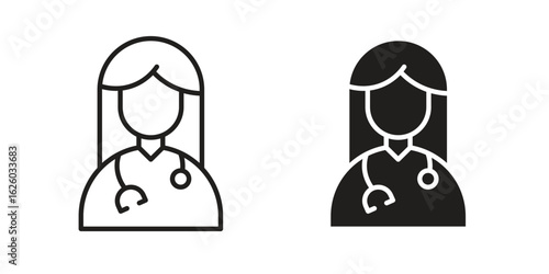 Woman Doctor icon sign symbol and flat style for app, web and digital design.