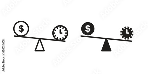 Time and money compare scale icon