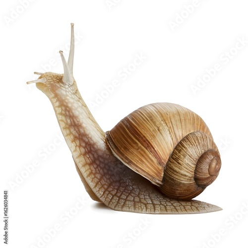 Macro Shot of Garden Snail with Spiral Shell – Nature Wildlife Close-Up