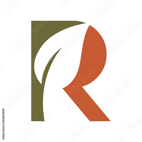 Abstract R icon with leaf