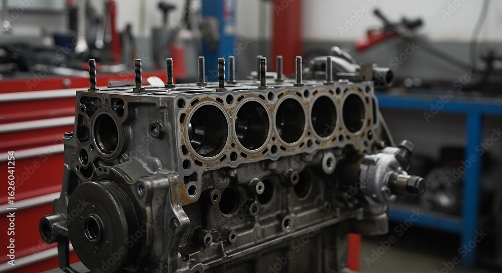 Fototapeta premium 精密に組み立てられたエンジンの美しい姿