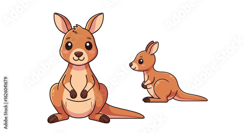 Cute kangaroo cartoon vector illustration drawing for kids animal design art
