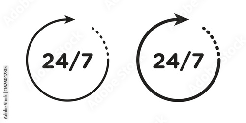24 7 icon sign symbol and flat style for app, web and digital design.