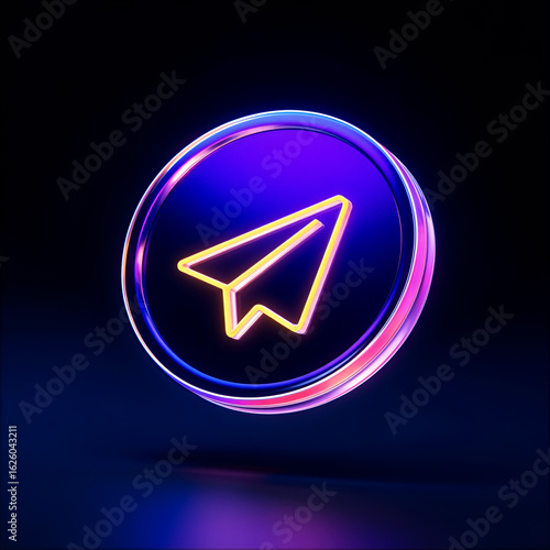 Futuristic neon telegram icon