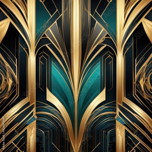 Abstract geometric pattern with radiating black and white stripes