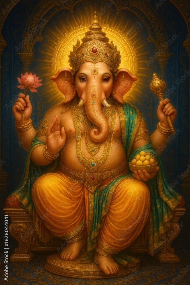 Fototapeta premium Illustration of lord ganesha for ganesh chaturthi