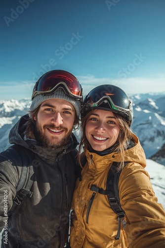 happy couple in winter