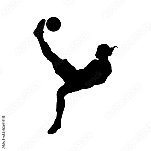 Bicycle Kick Silhouette of Soccer Player, Extreme Action Soccer Acrobat Silhouette