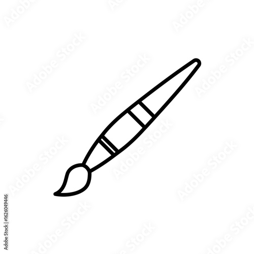 Simple Black Outline Drawing of a Paintbrush with Bristles