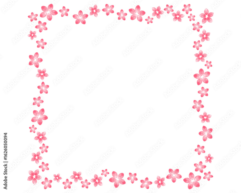 桃の花 水彩風イラスト ピンクの花 四角フレーム ポスター・Webデザインに使える装飾イラスト素材 桃の花 水彩風イラスト ピンクの花 四角フレーム ポスター・Webデザインに使える装飾イラスト素材