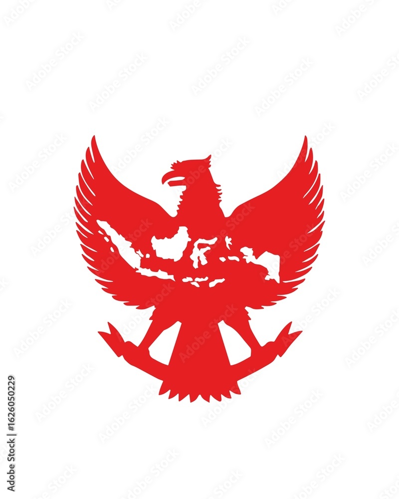 Naklejka premium Indonesian Flag Element – Indonesia Eagle - Red and White Vector Illustration