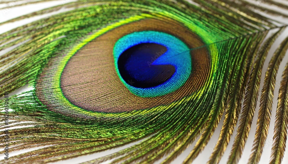 Naklejka premium Closeup Peacock Feather With Vibrant Colors