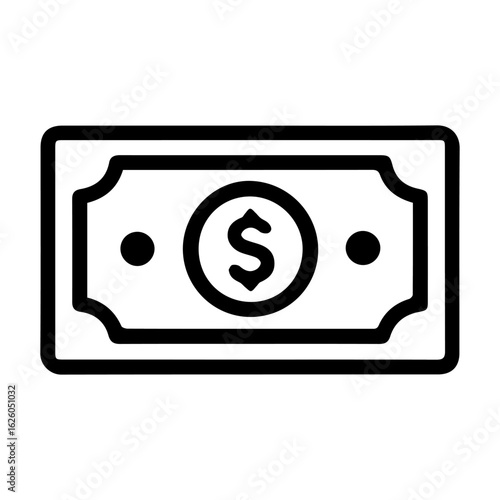 Simple dollar bill icon with dollar sign
