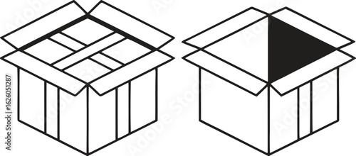 Open cardboard boxes vector illustration for packaging and delivery concept